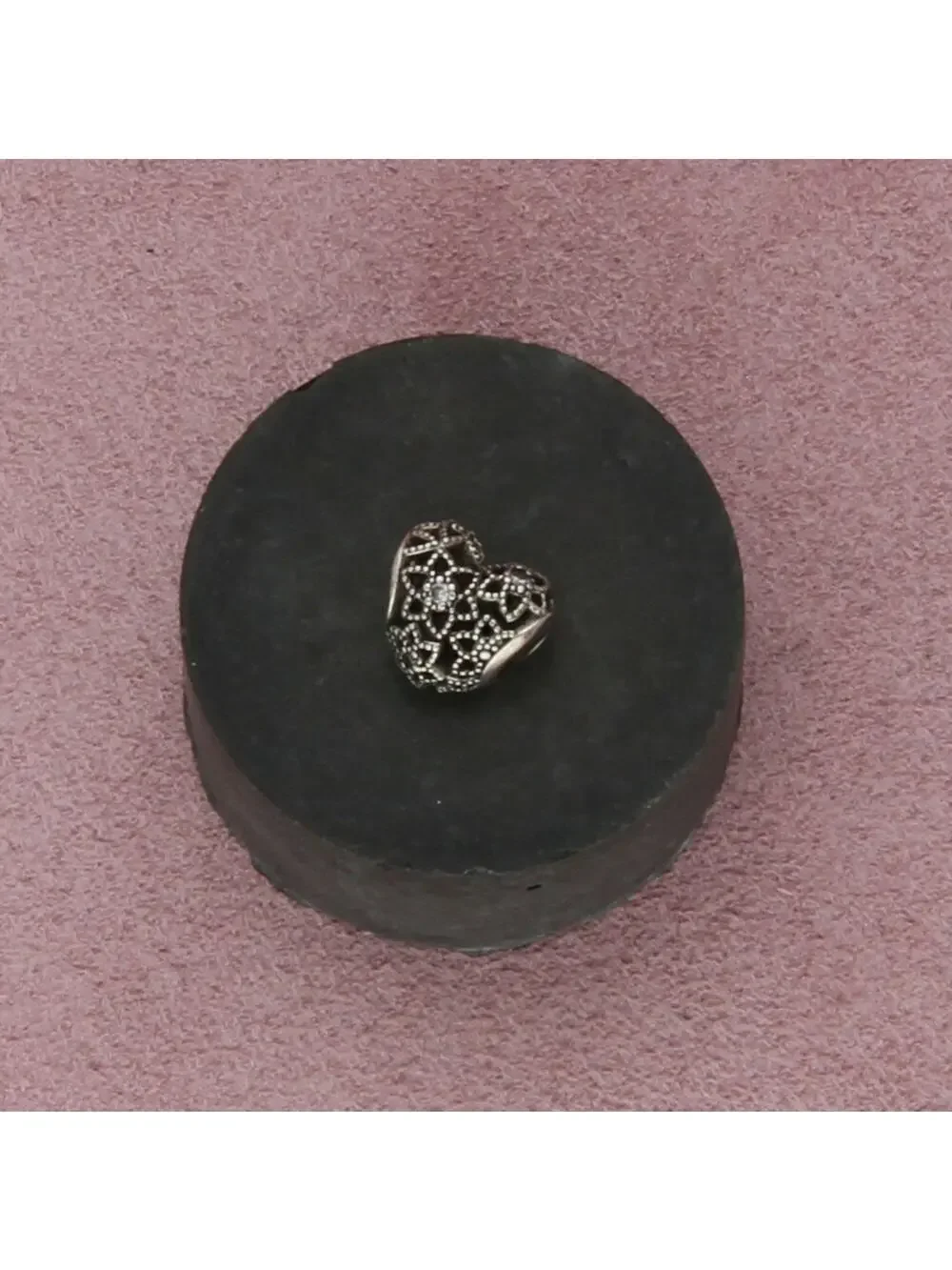 pandora sterling silver cz blooming heart bead charm pendant - Picture 1 of 3